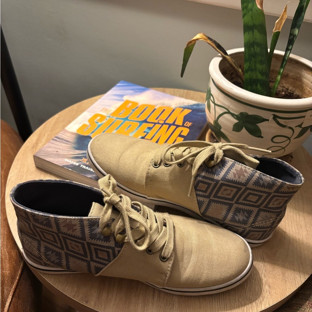 Vans Tan and Navy High-Top Sneakers